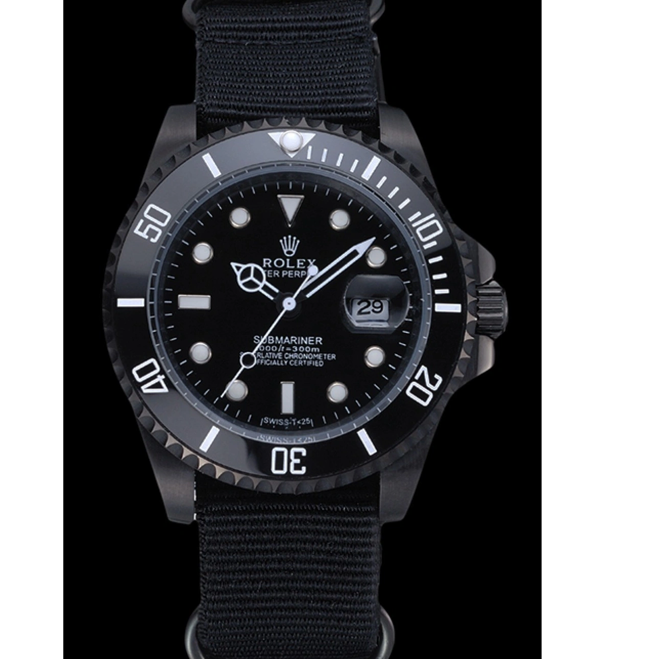 Aaa fake watches Black Strap Nylon Rolex Submariner 622006 1014